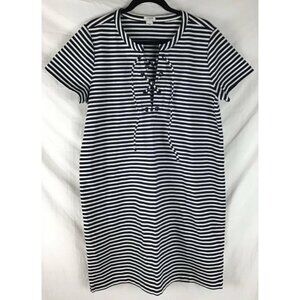 J CREW Dress Large Blue Stripe Shirtdress Women